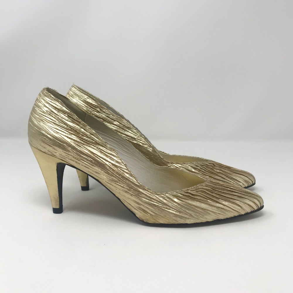 Stuart Weitzman Gold Heel Sz 7 Metallic Pump